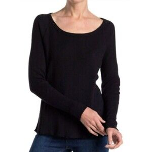 James Perse Long Sleeve Thermal Top Black Boat Neck Sz 3 Large $125 N91‎